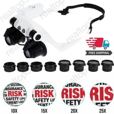 LED Light Magnifying Glass Lens Visor Head Loupe Jeweler Magnifier Headband