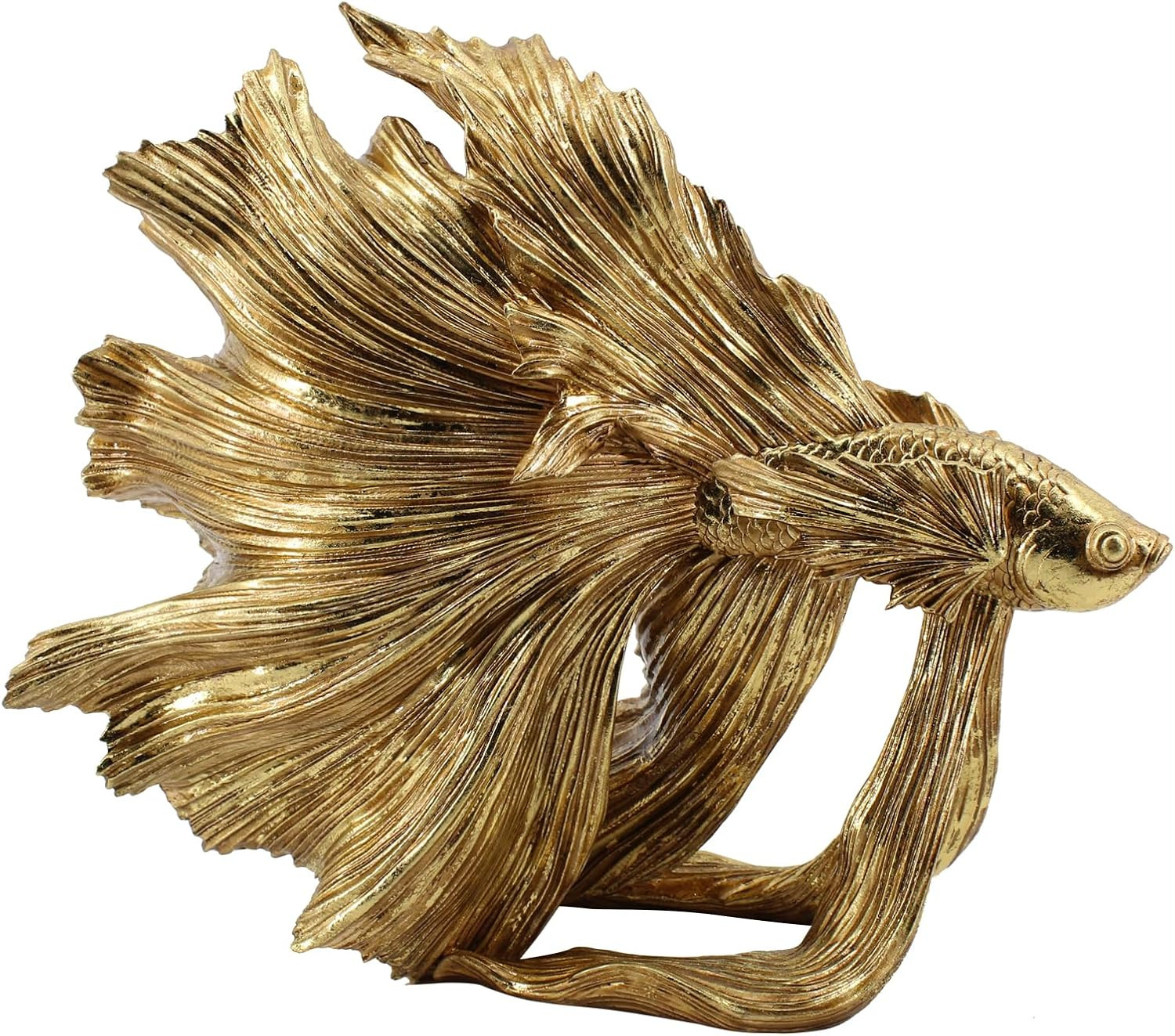 Collectible Figurine Goldfish Statue Decor - Betta Sculpture Decoration Luckly W