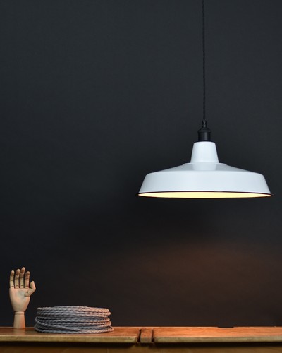 Factory Enamel Light Shade Pendant Coolie White Classic Vintage Industrial - Picture 2 of 30