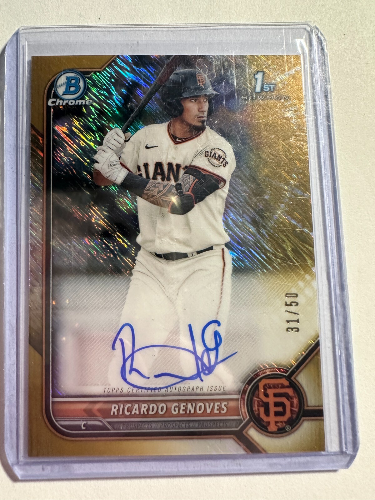 K111,480 - 2022 Bowman Chrome Auto Gold Shimmer #CPARGV Ricardo Genoves #/50