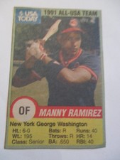 USA TODAY 1991 ROOKIE MANNY RAMIREZ CARD RARE BOSTON RED SOX. rookie card picture
