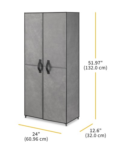 Covered 7-Tier Shoe Rack with Doors - Gray - Picture 4 of 4