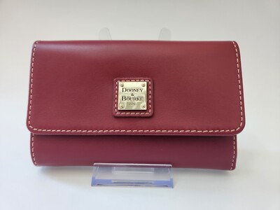 Dooney & Bourke Smooth Leather Medium Flap Wallet Mulberry NWT
