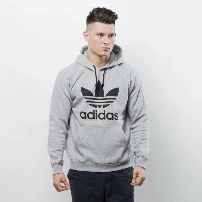 adidas Mens Trefoil Sweatshirt Hoody Heather Gray/Black New NWOT BR4164  2017 | eBay