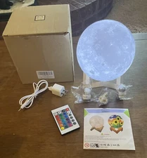 Moon Lamp 3D Moon Night Light -16 Colors LED Moon Ball,6” Diameter +Accessories