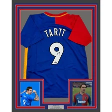 Framed Facsimile Autographed Phil Dunster Jamie Tartt 35x39 Blue Reprint Jersey