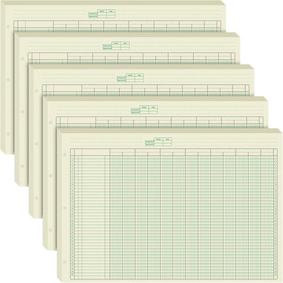 Fulmoon 5 Pack 250 Sheets Ledger Paper Accounting Columnar Pads 3 Hole Analysis