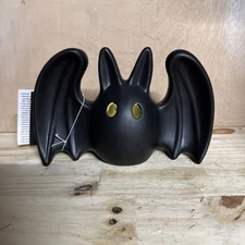Halloween Black Ceramic Bat LED tabletop Light Up Decor NEW