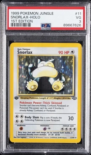 1999 POKEMON JUNGLE 1ST EDITION #11 SNORLAX-HOLO PSA 3