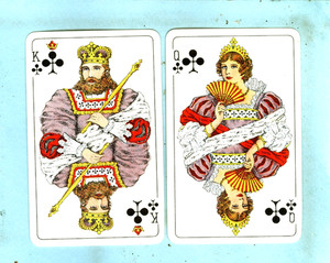 5th 2 of 16 Vintage Pair of Swap Cards Deck, Sweden, "KING & QUEEN of Clubs"