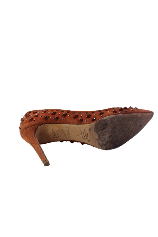 Женские замшевые туфли-лодочки J Crew Collection с заклепками с заостренным носком красные размер 7 - Изображение 4 из 4