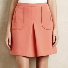 NWT Anthropologie Maeve Mini Skirt Pleated A-Line Pink Rose Women s Size 12