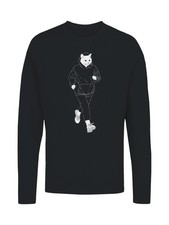 Jogging Cat in Hoodie Art Women's Long Sleeve