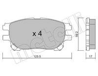 Metelli Bremsbelagsatz, Scheibenbremse 22-0615-0 FüR Toyota