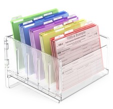 File Sorter Organizer, 5 Sections Acrylic Letter Tray for Desk, Mail Organize...