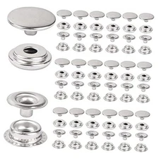 , 200 Pack Stainless Steel Snap Fastener Kit, 15mm Heavy Duty Button Silver