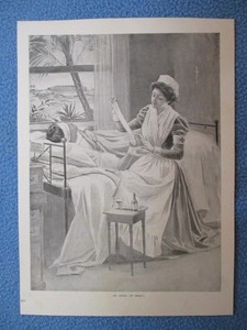 1899 Spanish American War Print - Hospitals, Nurses, Wounded,  An Angel Of Mercy