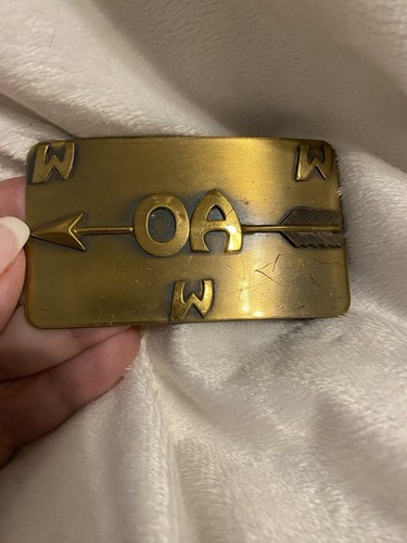 Vintage Solid Brass 1960s OA ORDER OF THE ARROW Boy Scout Belt Buckle - Picture 2 of 7
