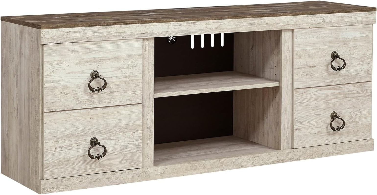 For 60" Tv - Shabby Chic White Fireplace Option