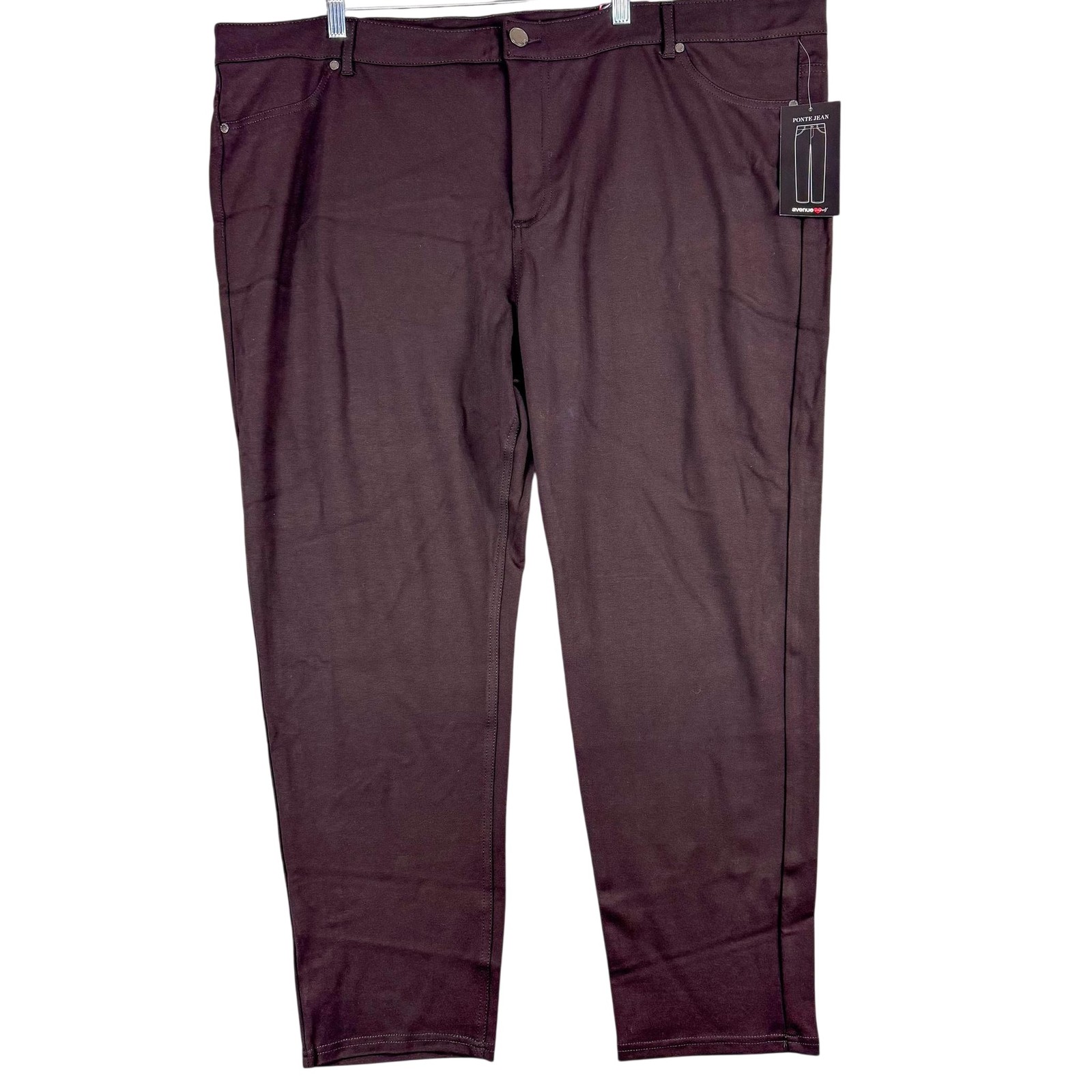 Avenue Ponte Jean Pants Womens 28 Average Brown Stretch Knit