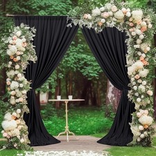 2 PCS 5x10 Ft Black Backdrop Curtain Party Drapes Polyester Fabric Rod Pocket