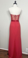 White by Vera Wang Red Strapless with sheer  Back Lace accent Evening Dress