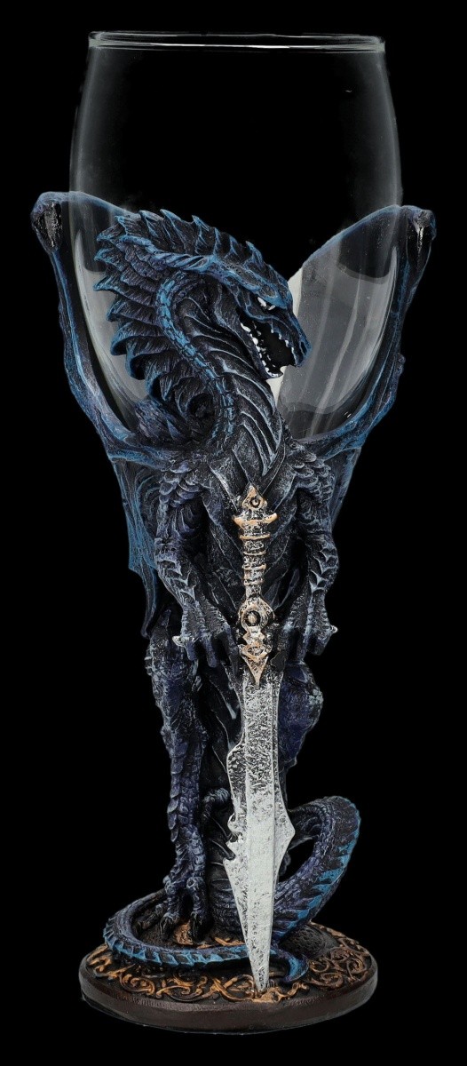 Glass Chalice Dragon - Night Blade By Ruth Thompson - Fantasy Gothic Wine 150ml
