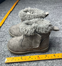 Gray Faux Suede Faux Fur Lined Slip-On Ankle Bootie Unisex Baby US 4
