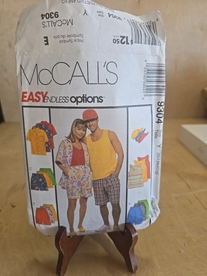 McCall's Sewing Pattern 9304 Shirt Tank top Shorts Hat Size S M L -UNCUT-