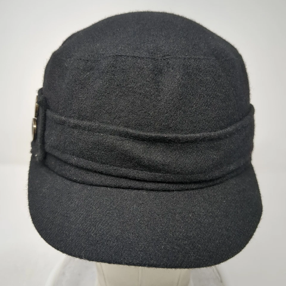 Gorra D&Y Ajustada Cadete Ejército Gorra Negra Talla Única Sólida Exterior Botones Foto 2 de 4