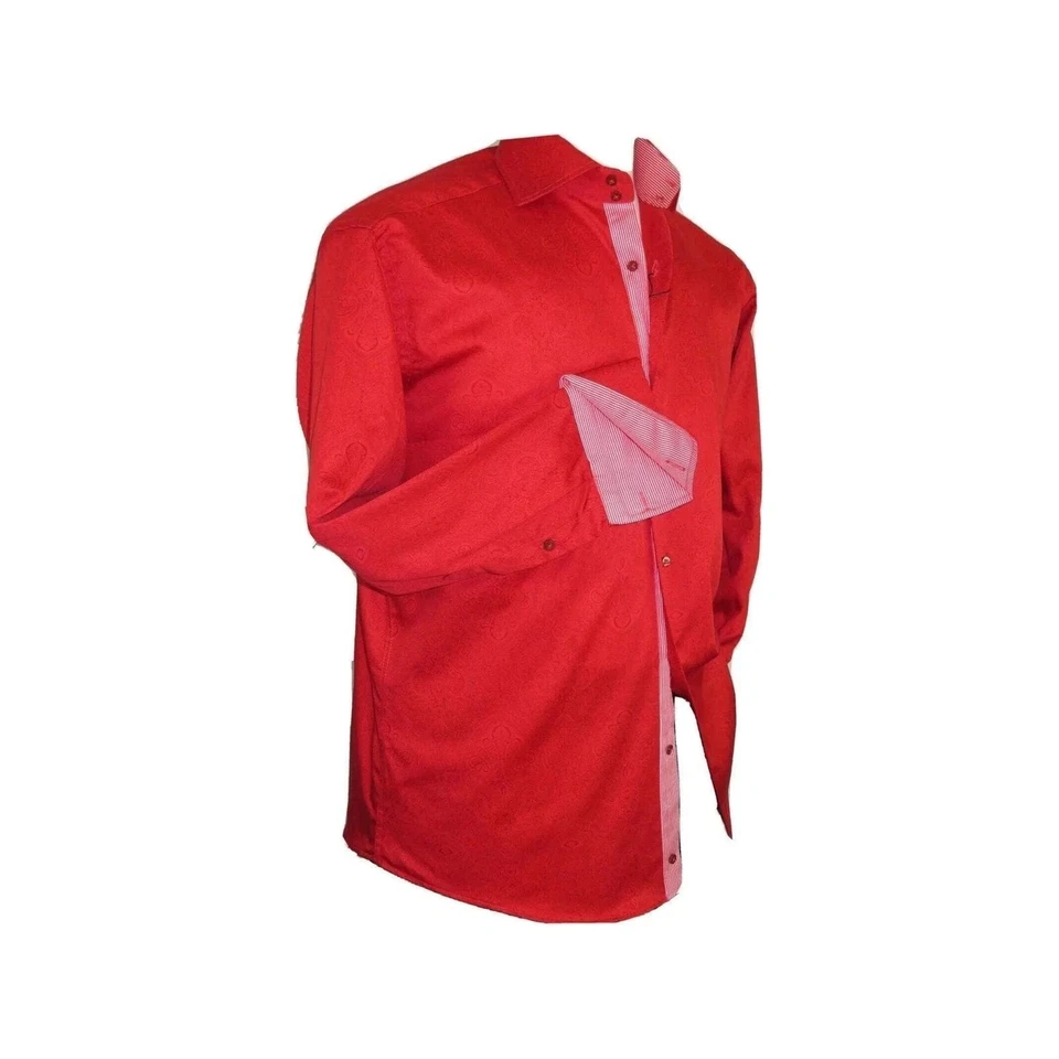 Men Shirt J.Valintin Turkey Usa Egyption Cotton Axxess Style 1514 Christmas Red - Image 2 of 4