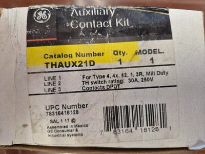 General Electric, THAUX21D. DPDT, 600-volt Auxiliary Contact, Ships Free