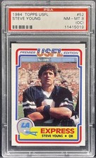 1984 Topps USFL - Steve Young #52 - Rookie Card HOF RC - Graded PSA 8 (OC) NM-MT. rookie card picture