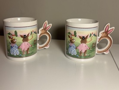 Vintage Peter Rabbit EasterBunny Coffee Tea, Mug, CottageCore Bunny, Handles ￼￼