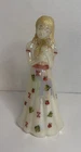 FENTON ART GLASS 2001 IRIDIZED IVORY LITTLE SISTER W/ TEDDY BEAR FIGURINE