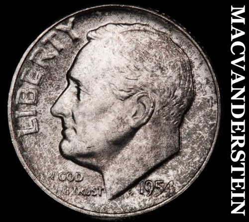1954 Silver Roosevelt Dime - Choice Gem Brilliant Unc  Lustrous  #G7771
