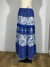 Vtg 90s Ralph Lauren Blue Floral Long Maxi Skirt Large Country Old Money Romance