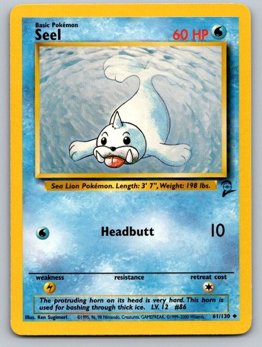 Seel 41/102 Uncommon Base Set Unlimited Pokemon Lightly Played