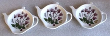 3 Portmeirion Botanic Garden Teabag / Spoon Rests Floral w/ Butterflies
