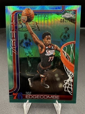 2025-26 Topps Chrome Update - VJ Edgecombe #153 Aqua Refractor #'d /199 (RC)