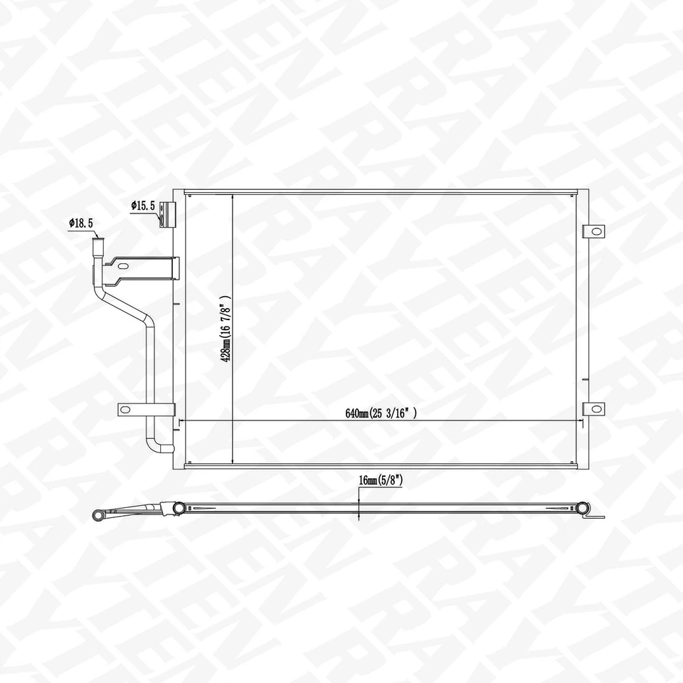 A/C Condenser Fit For 1998-2002 Dodge Ram 2500 3500 5.9L Diesel Engine Old Body - Image 3 of 4
