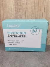 Eupako A7 Envelopes Self Seal 100 Pack Brown 5.25 x 7.25 Inches K116