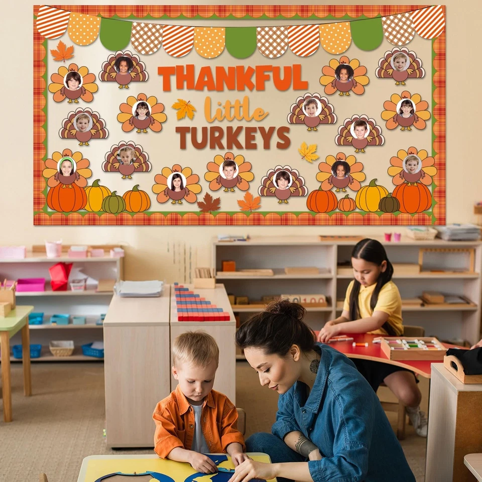 Fall Thanksgiving Turkey Bulletin Board Thankful Little Turkeys Classroom Dec... - Image 4 of 4