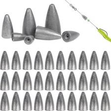 Fishing Weights 30Pcs Bullet Sinkers Worm Weights for Bass Fishing Carolina Rig