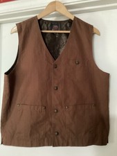 MOONSHINE SPIRIT  Brown Canvas Western Vest, Lined Paisley Design, MEDIUM