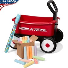 Baby Push Walker Wagon Toy Storage Bubble Wand Chalk Colorful Outdoor Fun Red