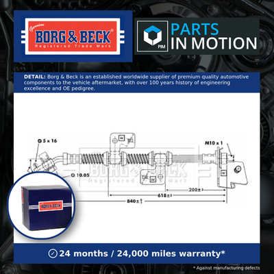 Brake Hose Front Right BBH6670 Borg & Beck Hydraulic ANR3258 Quality Guaranteed