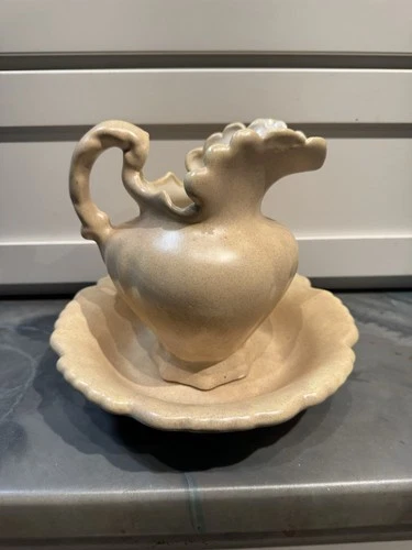 Vintage McCoy ? Pottery Water Pitcher & Bowl Basin
