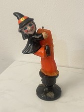 Vintage Halloween Candle Witch Made in the USA Holder 6.25โ Rare
