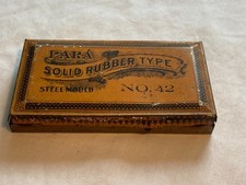 c1910-20s PARA solid rubber type Vintage Office Supply Ink Pad advertising Tin